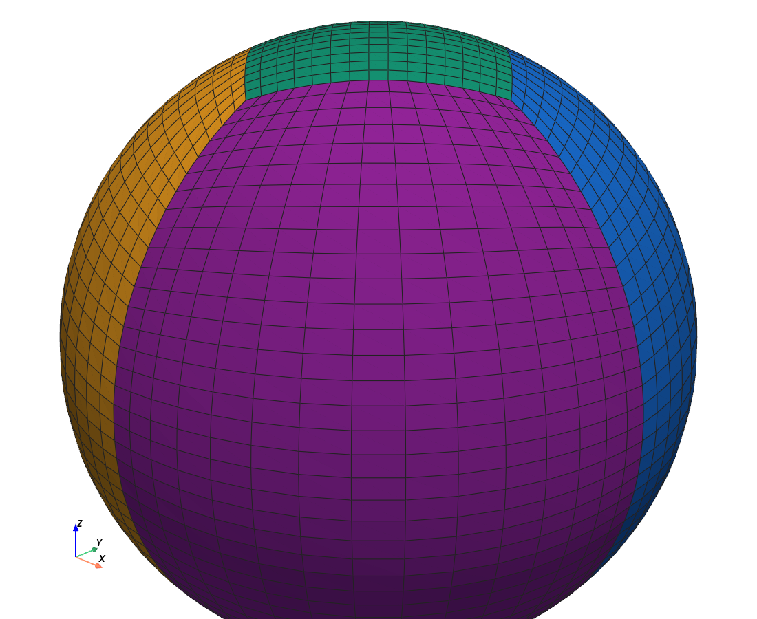 Cubed-sphere topology — perspective view